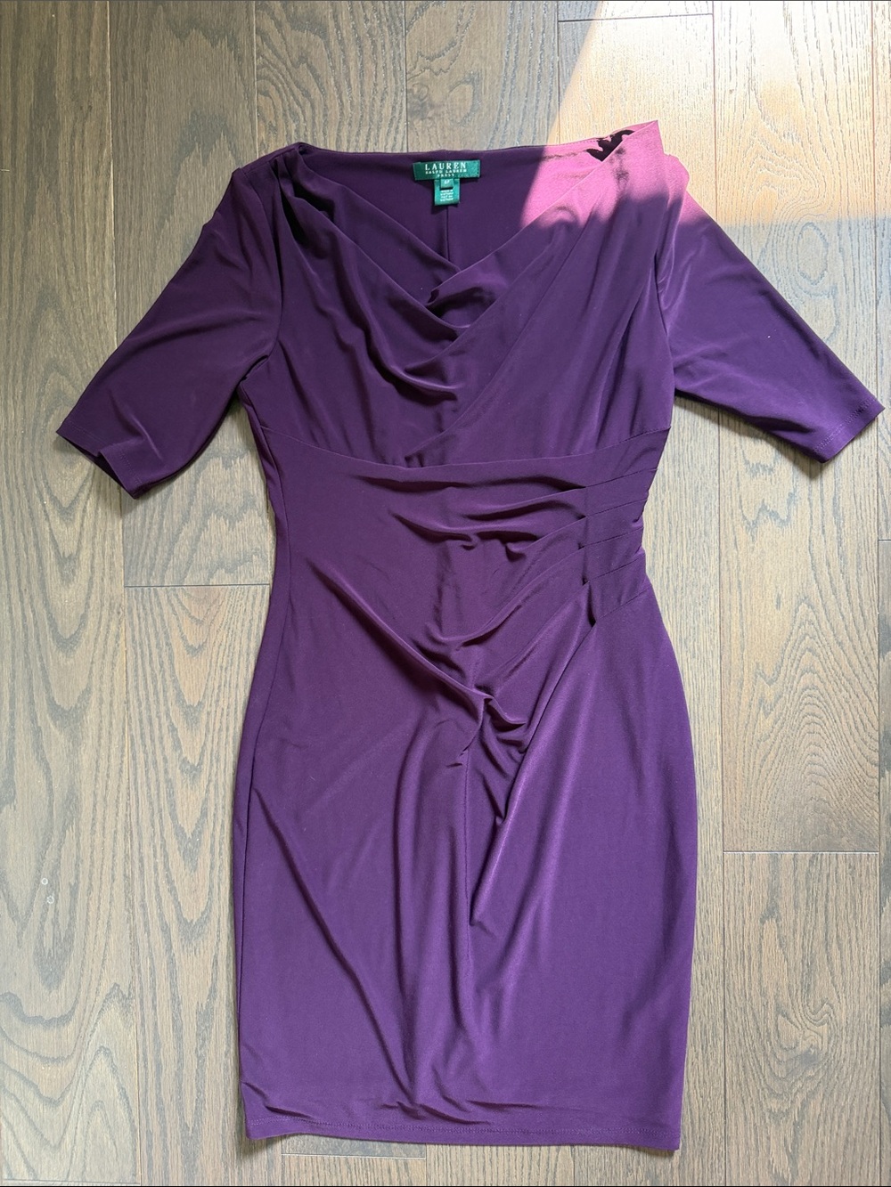 Lauren Ralph Lauren Purple Draped Midi Dress - Picture 3 of 5